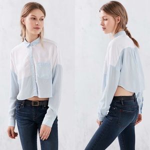 BDG Marcelle cropped colorblock button up shirt